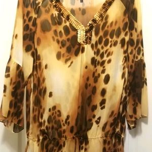 Anne Klein 2X Anne Klein leopard print top